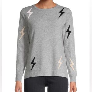 THML Gray Crew Neck Lightning Bolt Long Sleeve Sweater Size XS